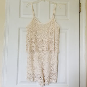 Ivory Crochet Romper